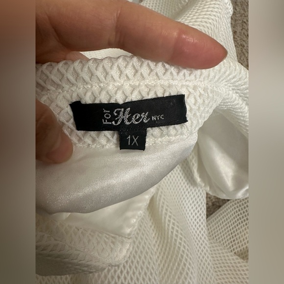 For Her NYC White Mesh Dress - Picture 7 of 11